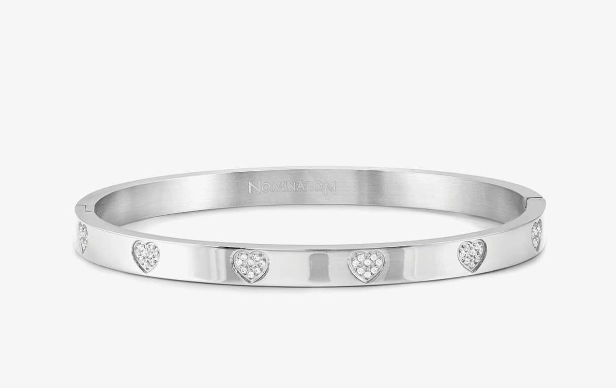 029503/004 NOM SS HEART PAVE WHT CZ SML- PRETTY BANGLES