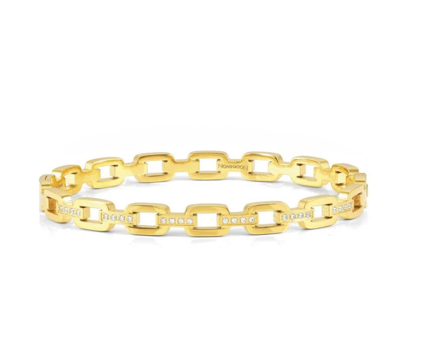 029510/012 NOM GP SS CHAIN WHT CZ LRG - PRETTY BANGLES