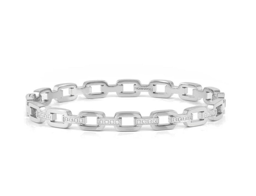 029510/001 NOM SS CHAIN WHT CZ LRG - PRETTY BANGLES