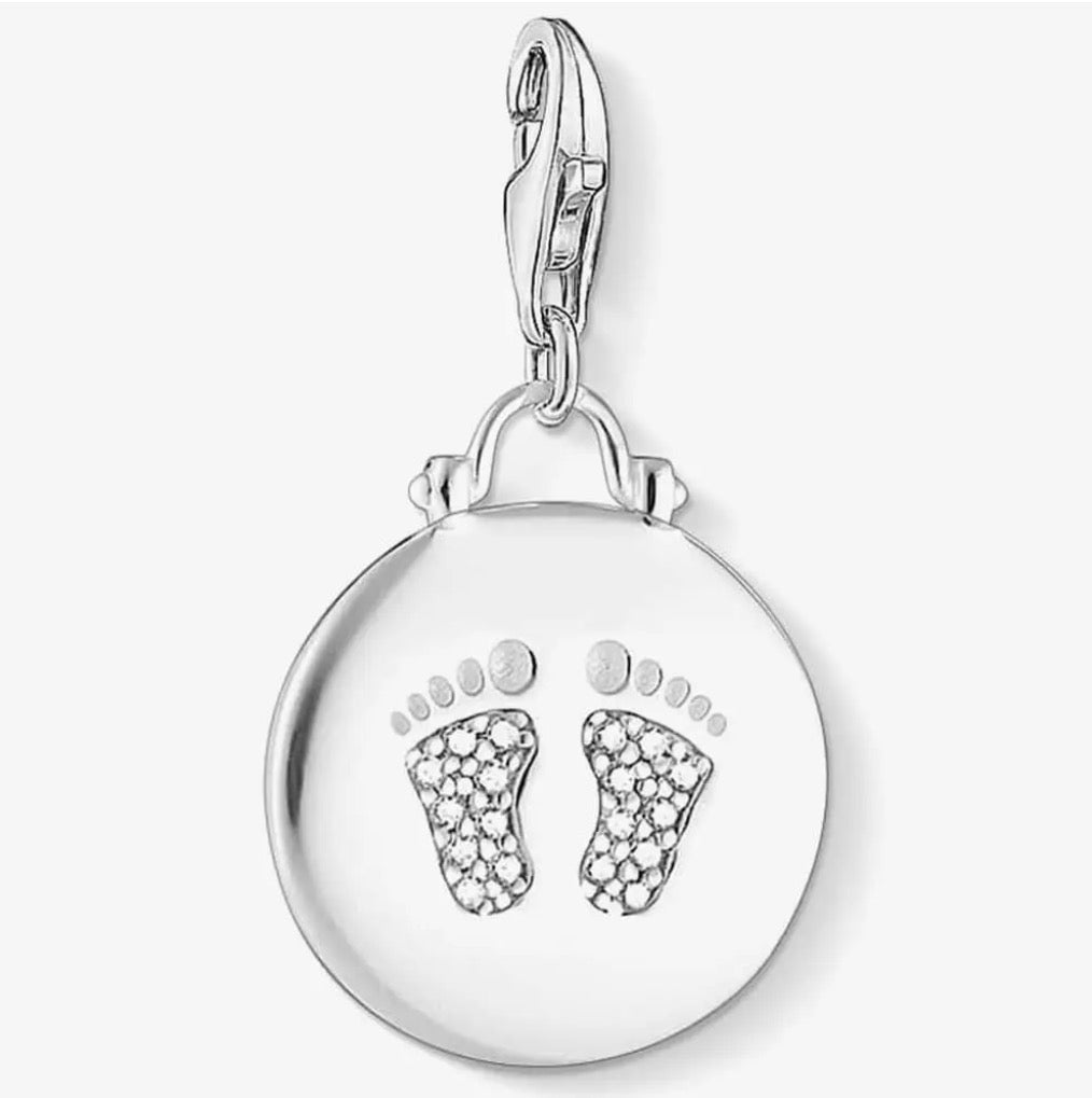 T SABO SILV CZ BABY FOOTPRINT PEND CHARM