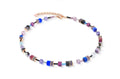 Gold Plate Blue & Purple Cube & Crystal Necklet