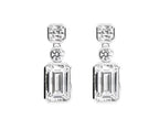 SILVER ZIRC DIAMONFIRE CZ EMERALD CUT DROP EARRINGS