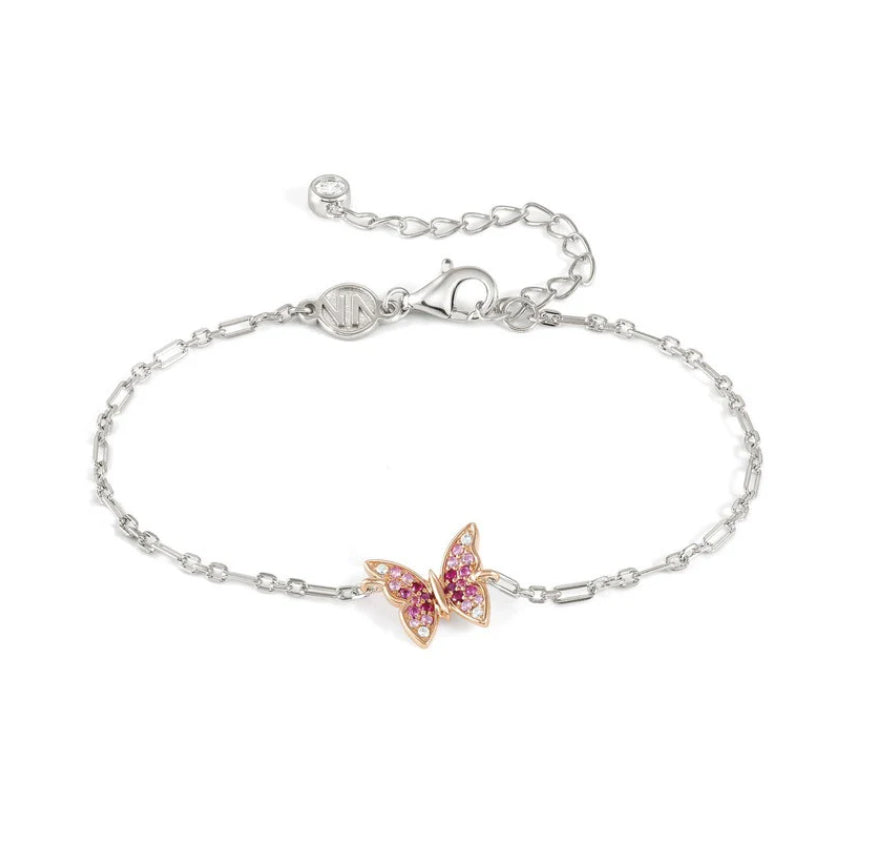 241102/040 NOMINATION SILVER & RGP CZ BUTTERFLY BRACELET - CRYSALIS
