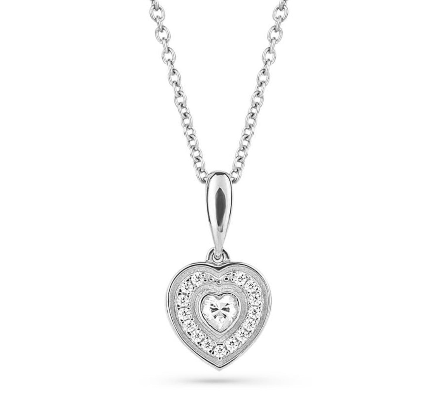 SILV ZIRC DIAMONFIRE PAVE HEART NLET