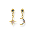 THOMAS SABO SILVER GP BLU STONE MOON & STAR EARRINGS