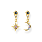 THOMAS SABO SILVER GP BLU STONE MOON & STAR EARRINGS