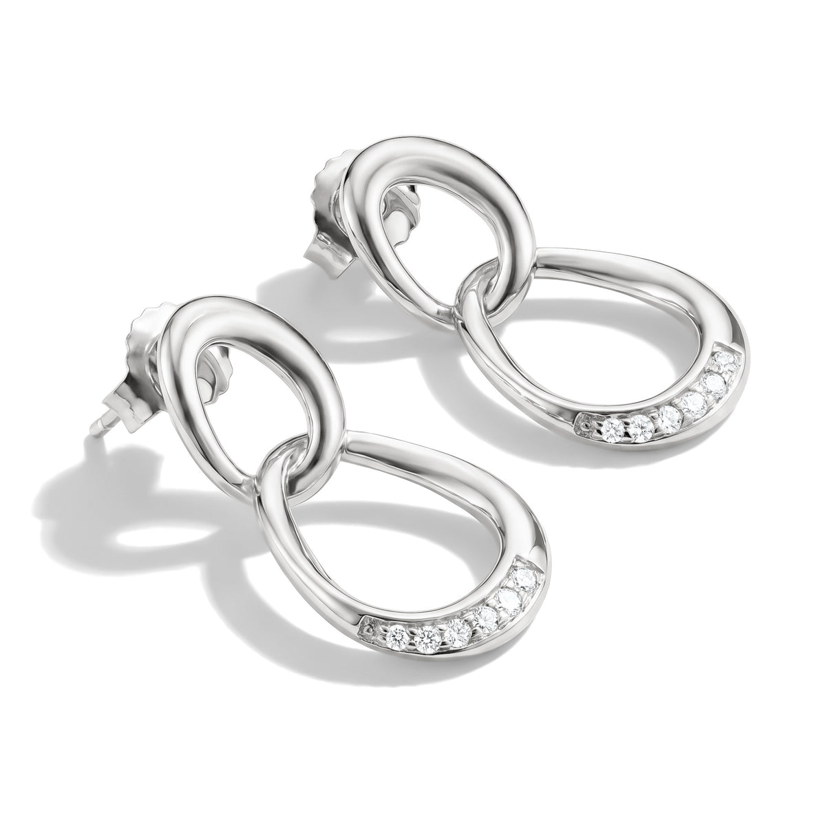 THOMAS SABO SILVER TOGETHER CZ HOOP LINKED STUD EARRINGS - H2350-051-14