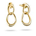 THOMAS SABO SILVER GOLD COLOUR TOGETHER CZ HOOP LINKED STUD EARRINGS - H2350-M01-14