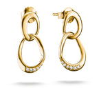 THOMAS SABO SILVER GOLD COLOUR TOGETHER CZ HOOP LINKED STUD EARRINGS - H2350-M01-14