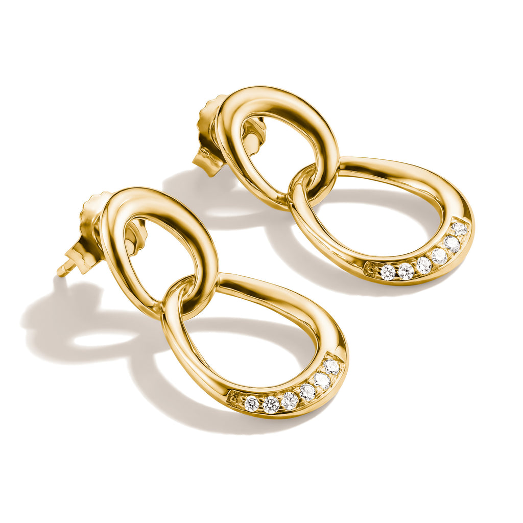THOMAS SABO SILVER GOLD COLOUR TOGETHER CZ HOOP LINKED STUD EARRINGS - H2350-M01-14