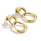 THOMAS SABO SILVER GOLD COLOUR TOGETHER CZ HOOP LINKED STUD EARRINGS - H2350-M01-14