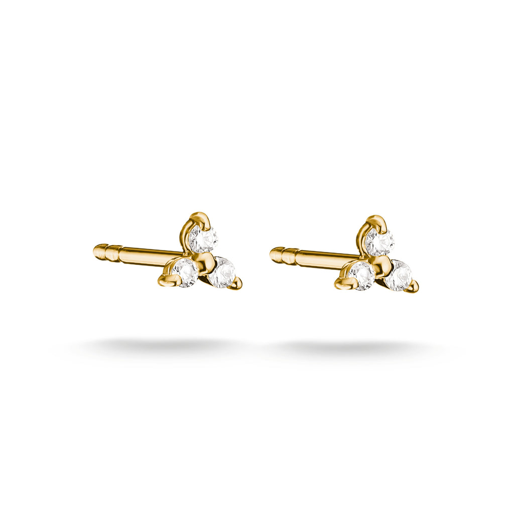 THOMAS SABO SILVER GOLD COLOUR 3 CZ SMALL STUD EARRINGS - H2368-M01-14