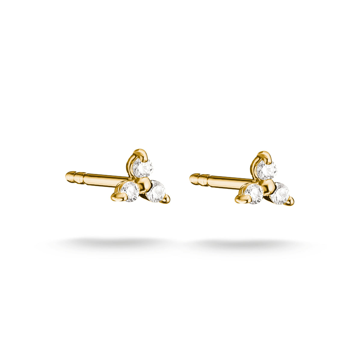 THOMAS SABO SILVER GOLD COLOUR 3 CZ SMALL STUD EARRINGS - H2368-M01-14