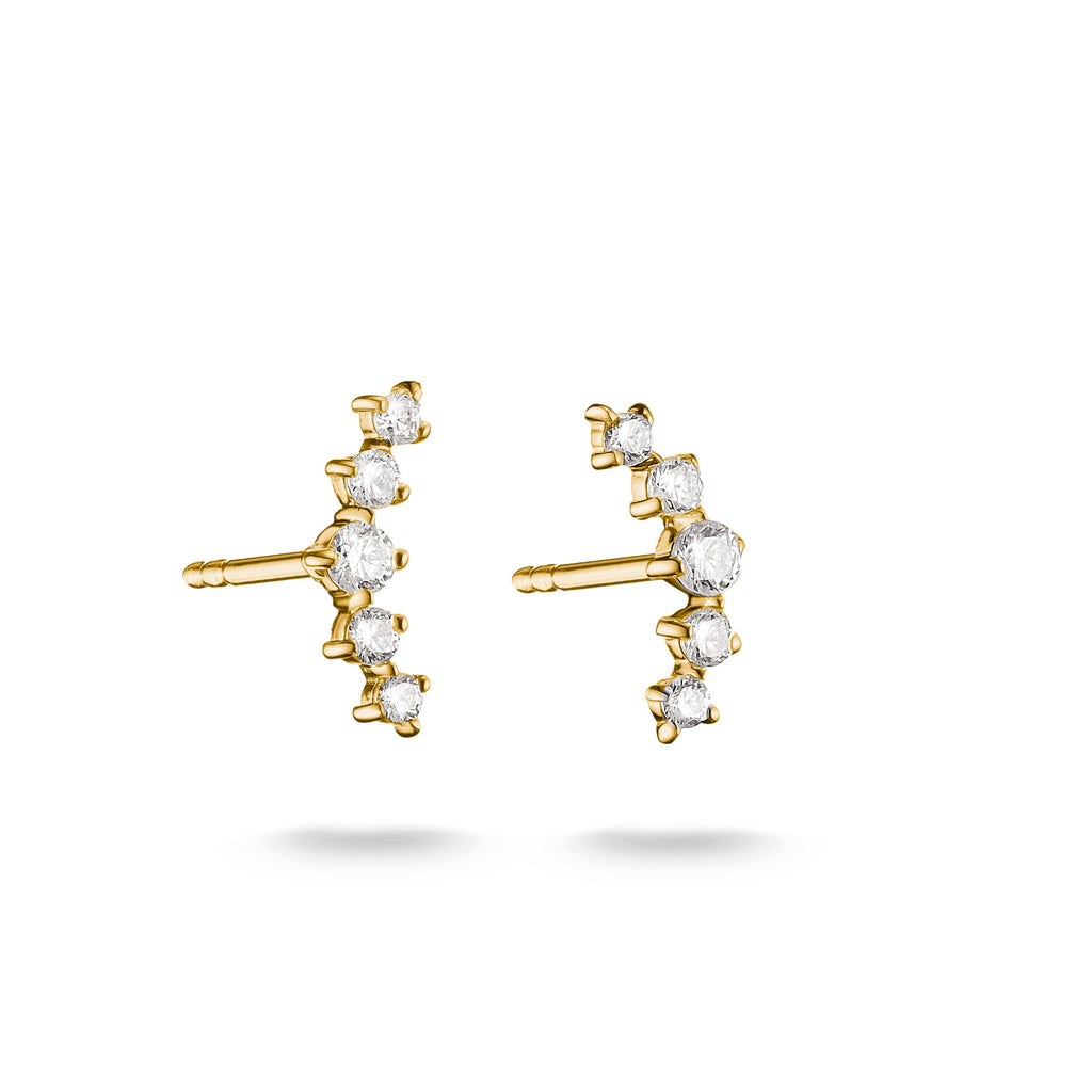 THOMAS SABO SILVER GOLD COLOUR CZ CURVE BAR STUD EARRINGS - H2375-M01-14