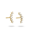 THOMAS SABO SILVER GOLD COLOUR CZ CURVE BAR STUD EARRINGS - H2375-M01-14