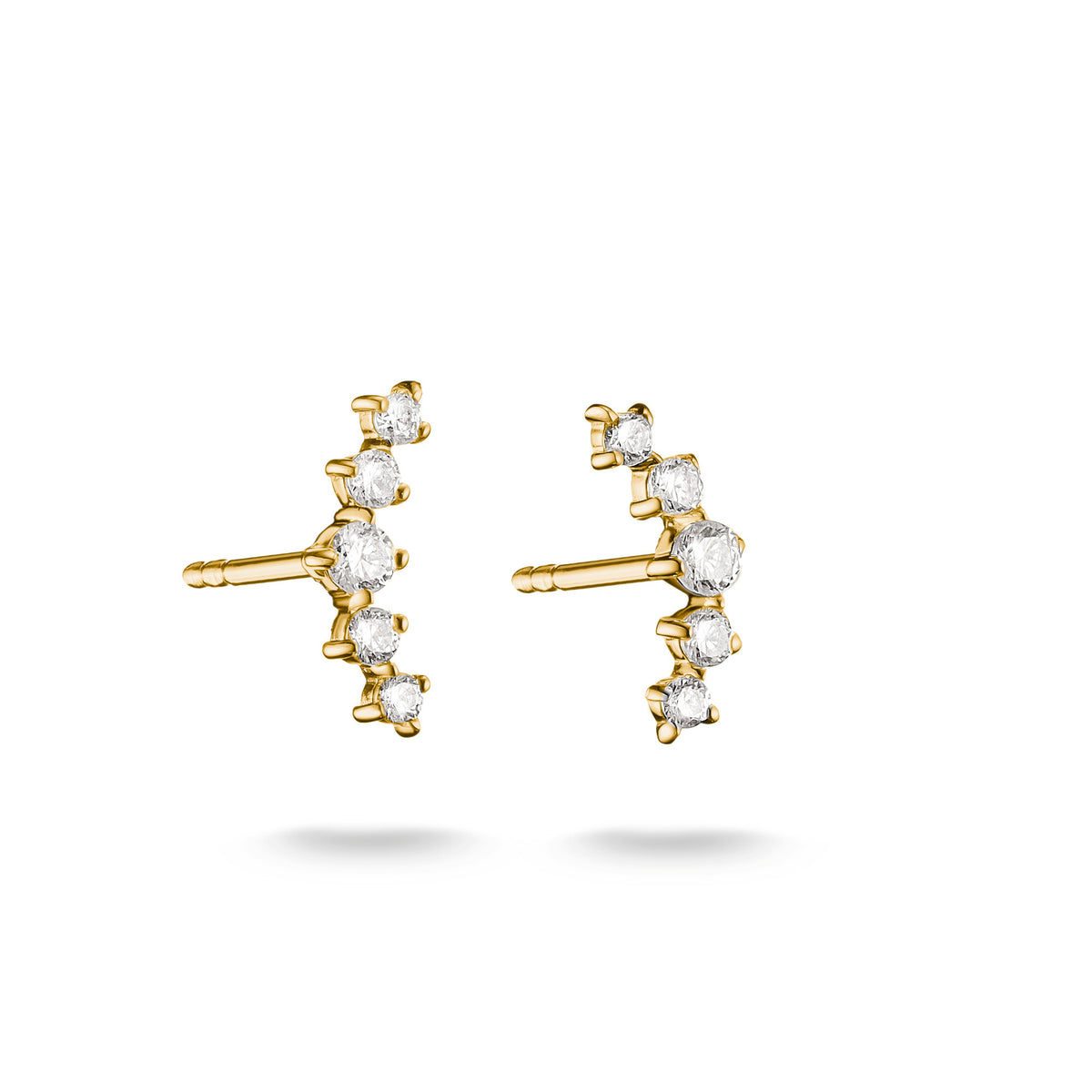 THOMAS SABO SILVER GOLD COLOUR CZ CURVE BAR STUD EARRINGS - H2375-M01-14