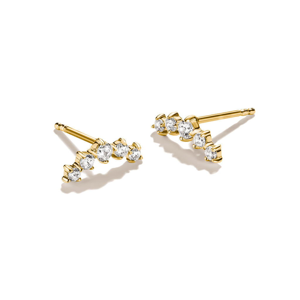 THOMAS SABO SILVER GOLD COLOUR CZ CURVE BAR STUD EARRINGS - H2375-M01-14