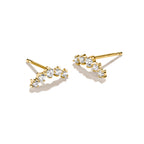 THOMAS SABO SILVER GOLD COLOUR CZ CURVE BAR STUD EARRINGS - H2375-M01-14