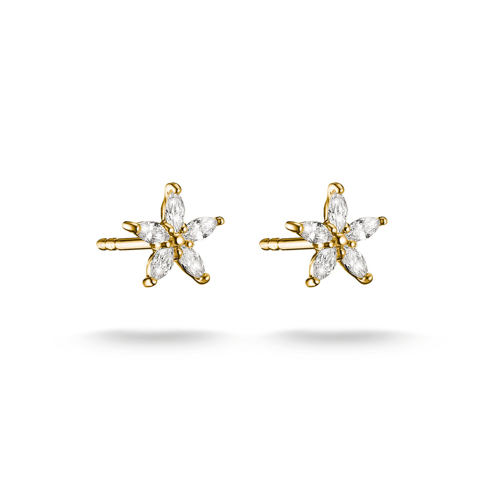 THOMAS SABO SILVER GOLD COLOUR CZ STAR STUD EARRINGS
