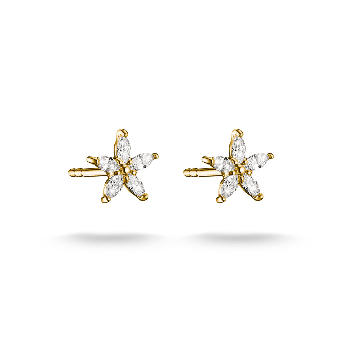 THOMAS SABO SILVER GOLD COLOUR CZ STAR STUD EARRINGS