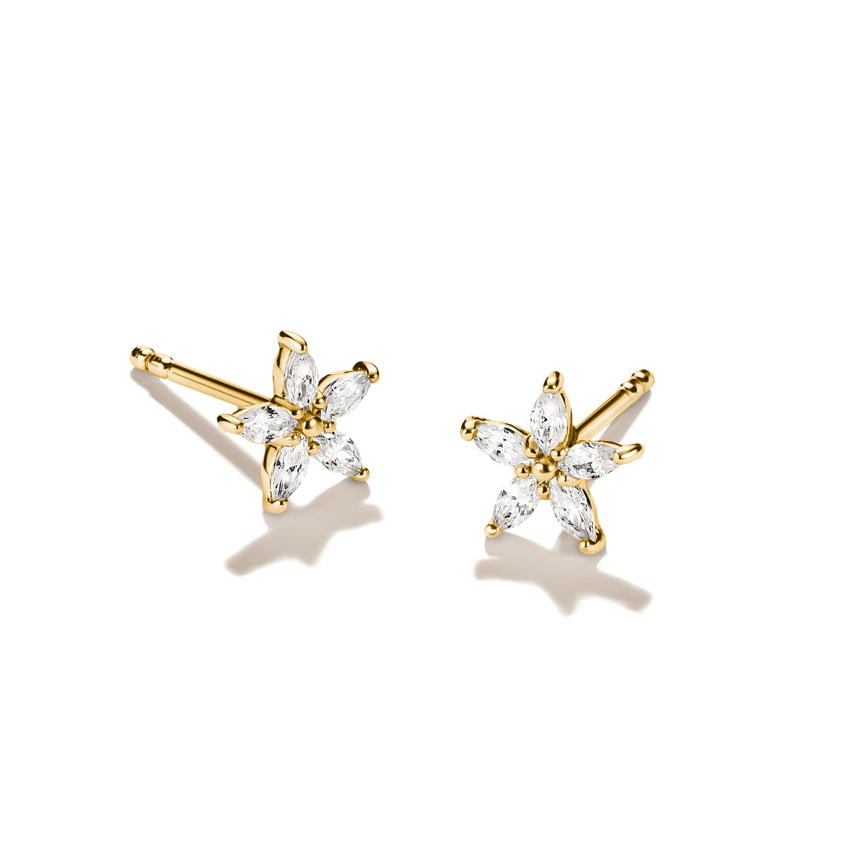 THOMAS SABO SILVER GOLD COLOUR CZ STAR STUD EARRINGS