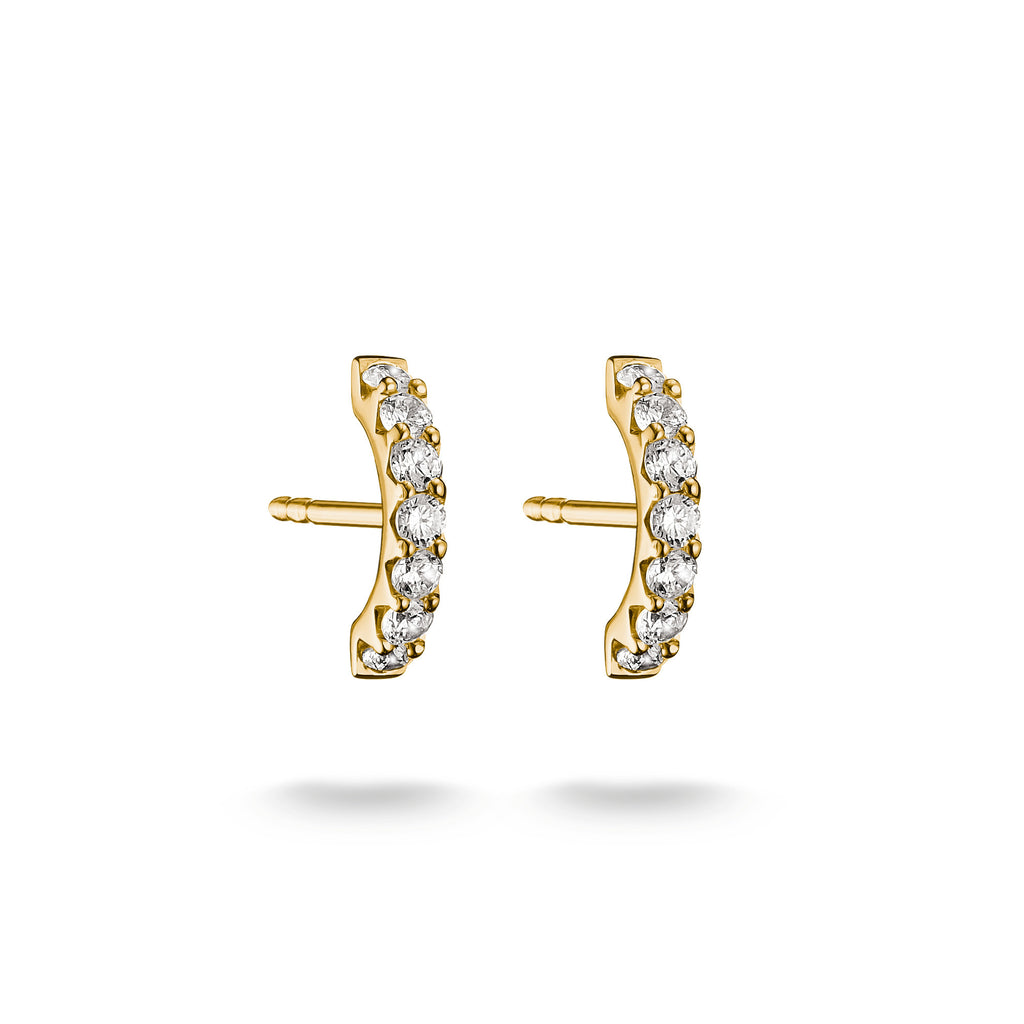 THOMAS SABO SILVER GOLD COLOUR CZ CURVE BAR STUD EARRINGS - H2378-M01-14