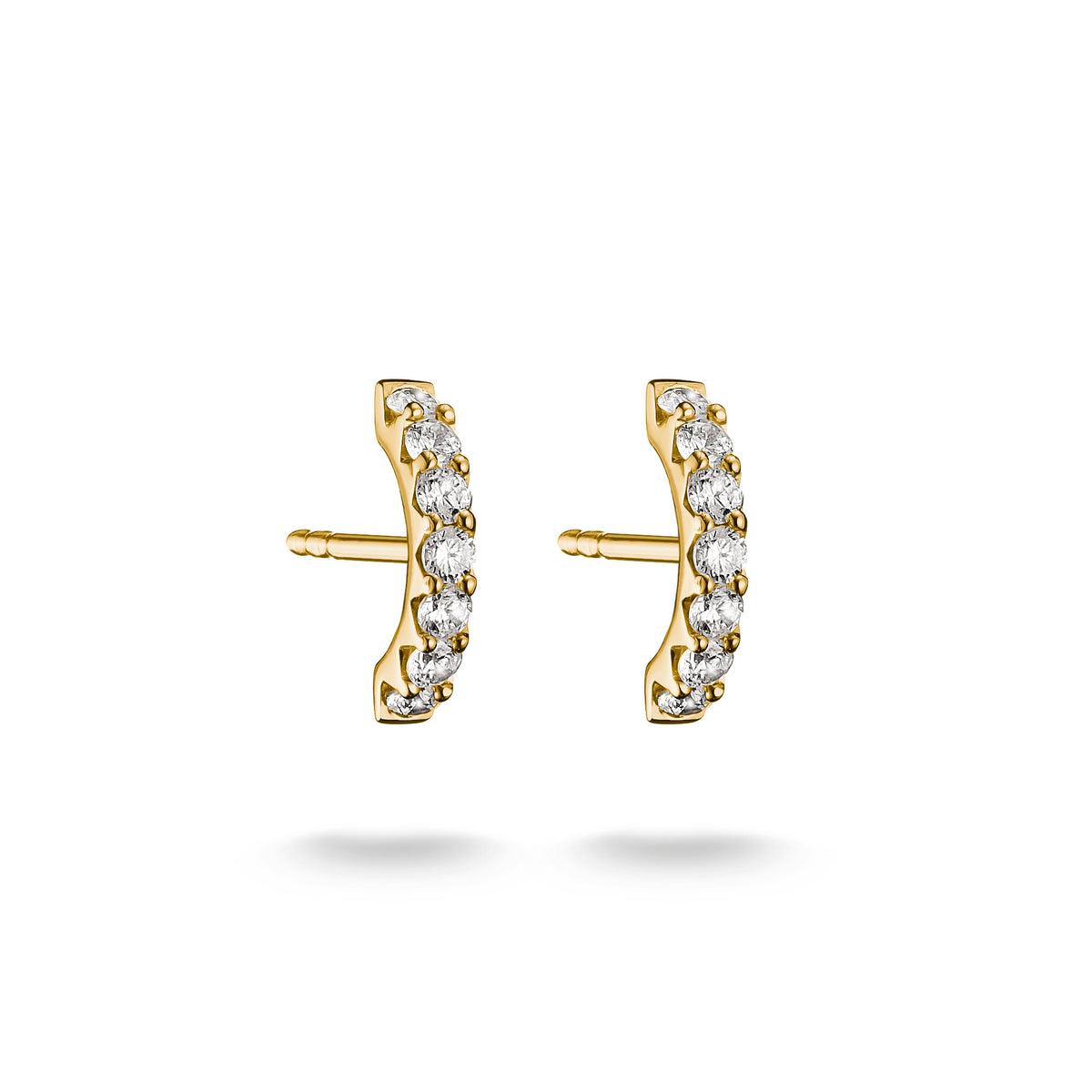 THOMAS SABO SILVER GOLD COLOUR CZ CURVE BAR STUD EARRINGS - H2378-M01-14