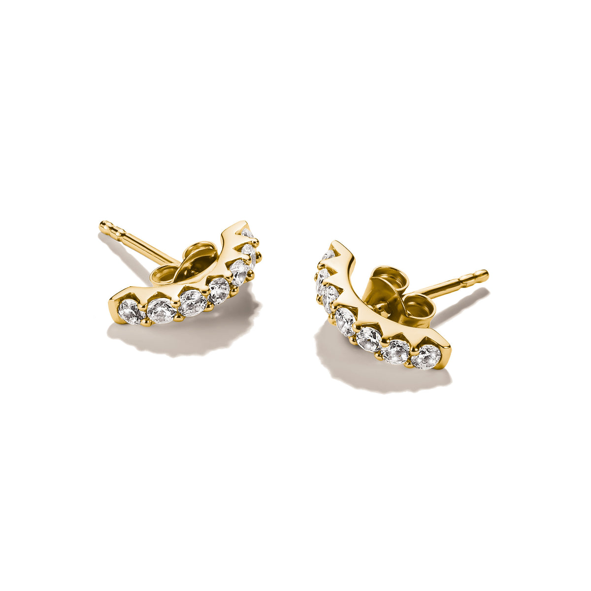 THOMAS SABO SILVER GOLD COLOUR CZ CURVE BAR STUD EARRINGS - H2378-M01-14
