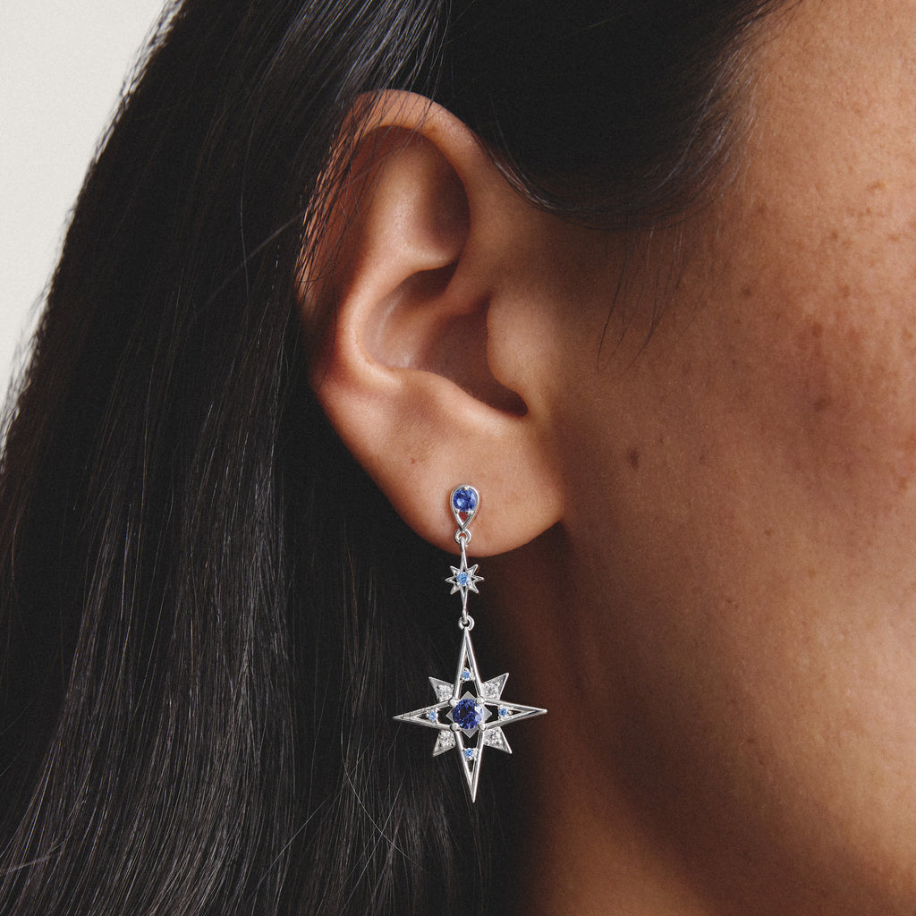 THOMAS SABO GOLD COLOUR CZ SET MOON & STAR DROP EARRINGS - H2379-166-1