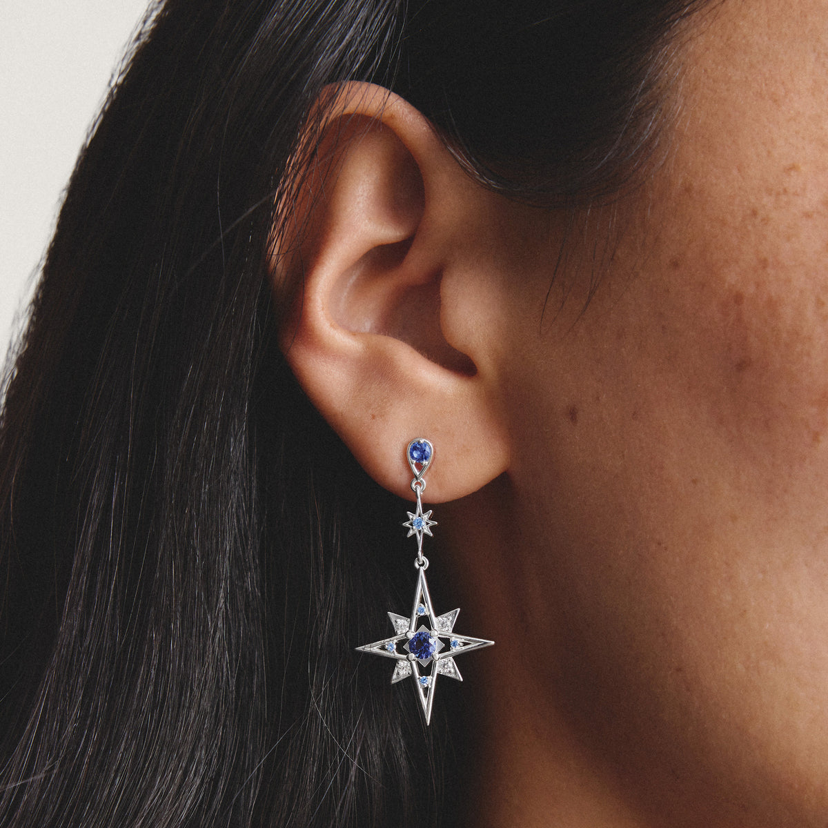 THOMAS SABO GOLD COLOUR CZ SET MOON & STAR DROP EARRINGS - H2379-166-1