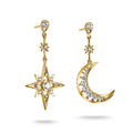 THOMAS SABO GOLD COLOUR CZ SET MOON & STAR DROP EARRINGS - H2379-M01-14