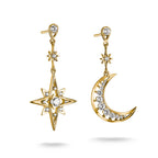THOMAS SABO GOLD COLOUR CZ SET MOON & STAR DROP EARRINGS - H2379-M01-14