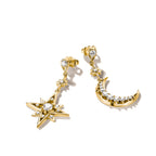 THOMAS SABO GOLD COLOUR CZ SET MOON & STAR DROP EARRINGS - H2379-M01-14