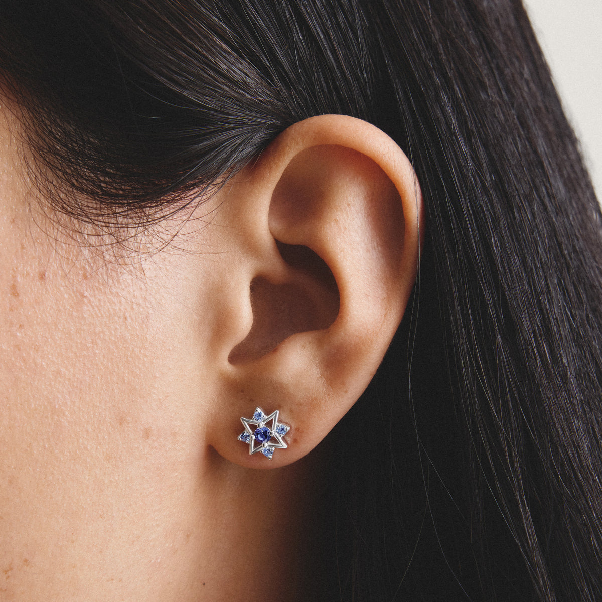 THOMAS SABO SILVER BLUE CZ SET STAR STUD EARRINGS