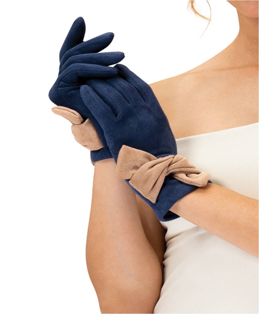 Henrietta Taupe Navy Faux Suede Ladies Gloves