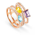 149800/026 NOMINATION SILVER RGP CZ MIXED SHAPE MULTI COLOUR ST. RING