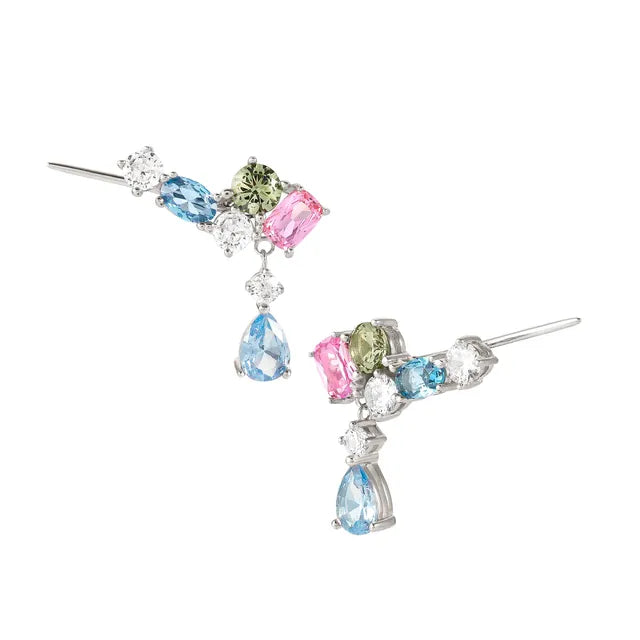 149828/010 NOMINATION SILVER CZ MIXED SHAPE COLOUR ST. EARRINGS - COLOR WAVE