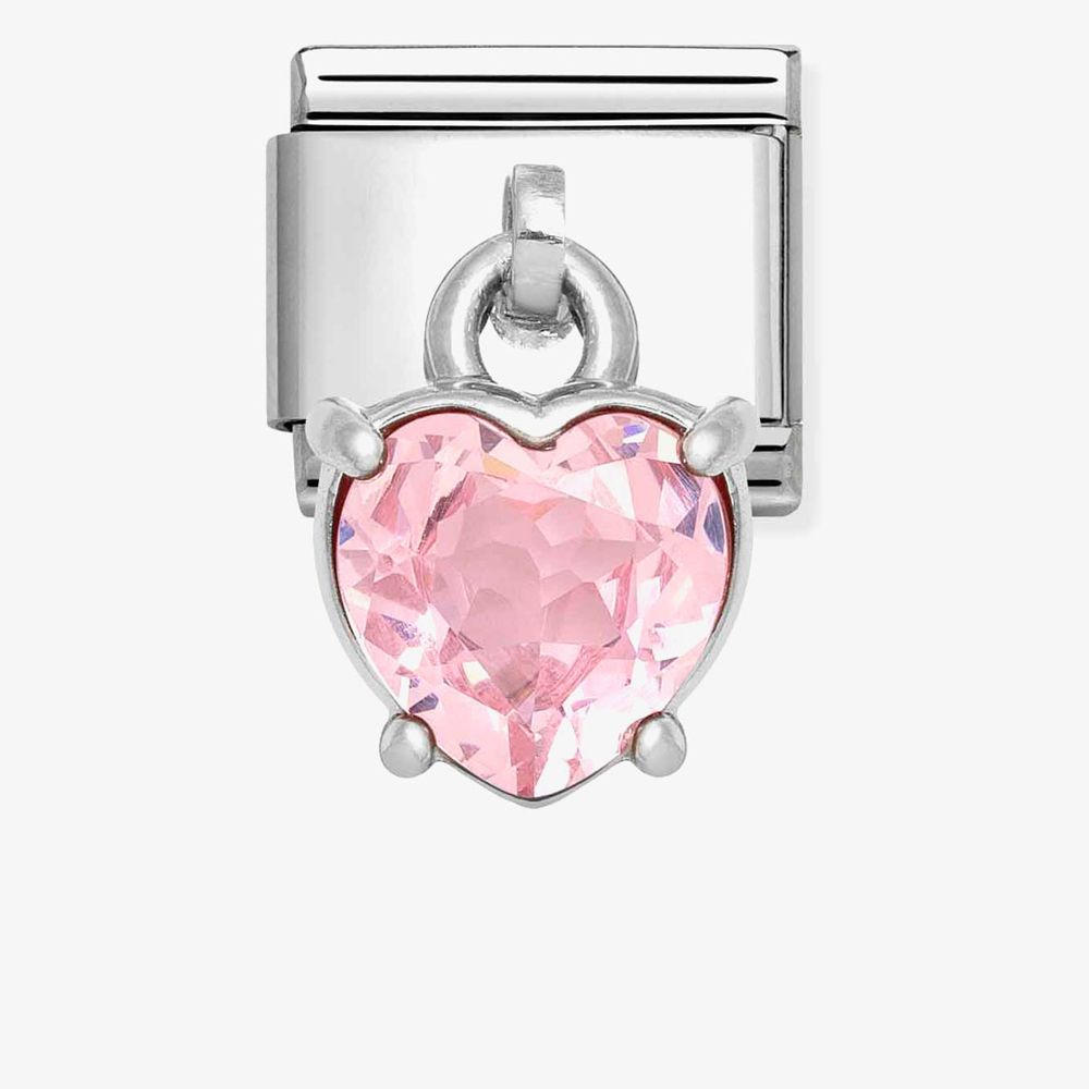 331812/14 NOM PNK HEART CZ DANGLE - CHARMS