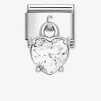 331812/12 NOMINATION WHT HEART CZ DANGLE - CHARMS