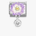 331814/12 NOM RND CZ LILAC DAISY DANGLE - CHARMS