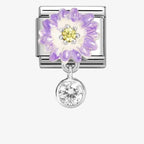 331814/12 NOM RND CZ LILAC DAISY DANGLE - CHARMS