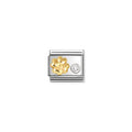 630301/03 NOMINATION GOLD CLOVER & WHT CZ ST - SYMBOLS