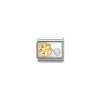 630301/03 NOMINATION GOLD CLOVER & WHT CZ ST - SYMBOLS