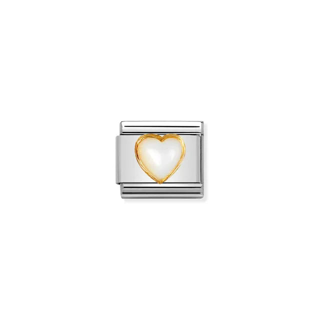 030501/12 NOM WHITE MOTHER OF PEARL HEART HEART