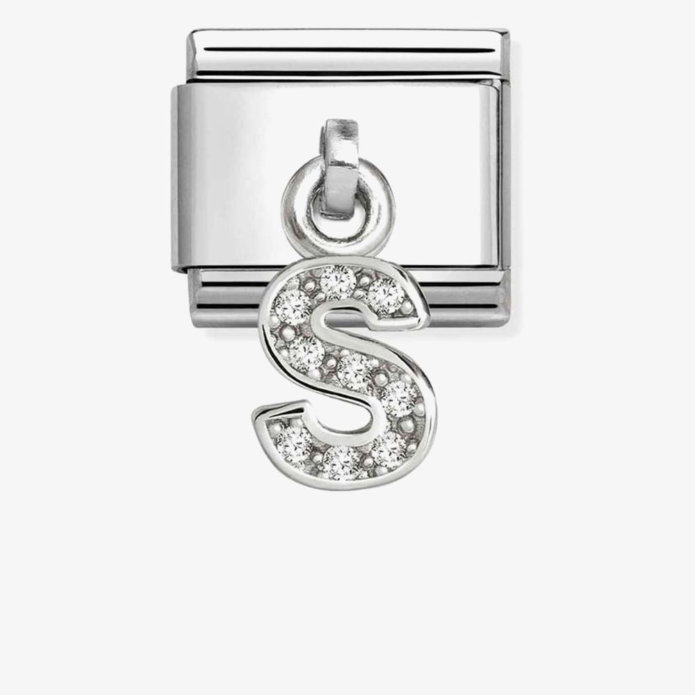 331818/19 NOM DANGLE S LETTER CZ SILV SHINE - CHARM