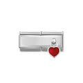330780/03 NOM DOUBLE RED HEART DANGLE SIL SHINE