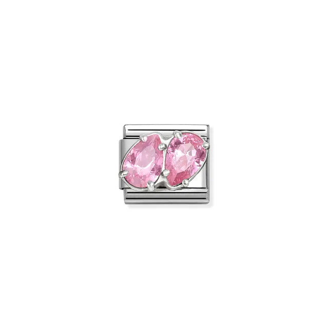 330329.10 NOM SS CZ SILV SHINE PINK DOUBLE DROP