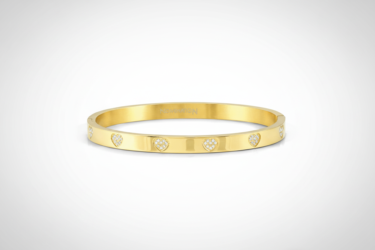 029504/006 NOM SS GP HEART PAVE WHT CZ LRG - PRETTY BANGLES