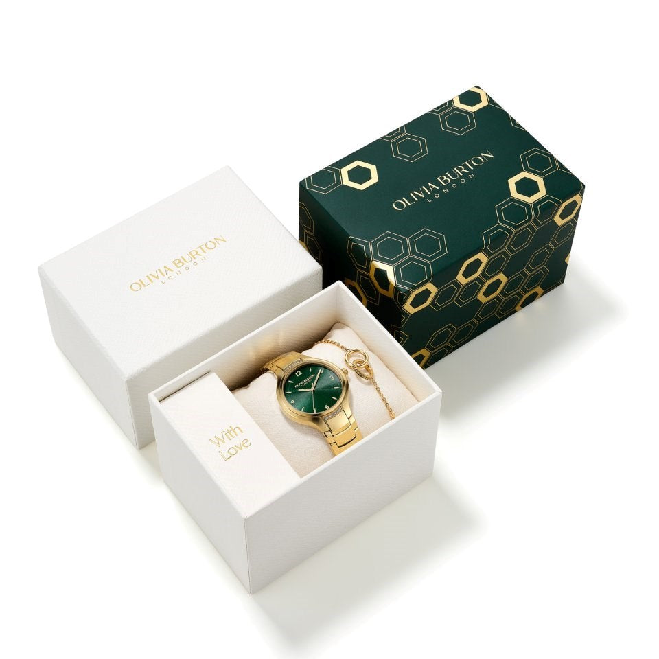 LDS GP O. BURTON RND GRN DL CRYST BW & BLET GIFT SET