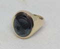 9YG 3.9G GENTS CENTURION HEMATITE SIGNET RING V | PRE OWNED